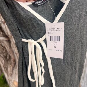 Fashion Nova Gray Romper with Cream Accents